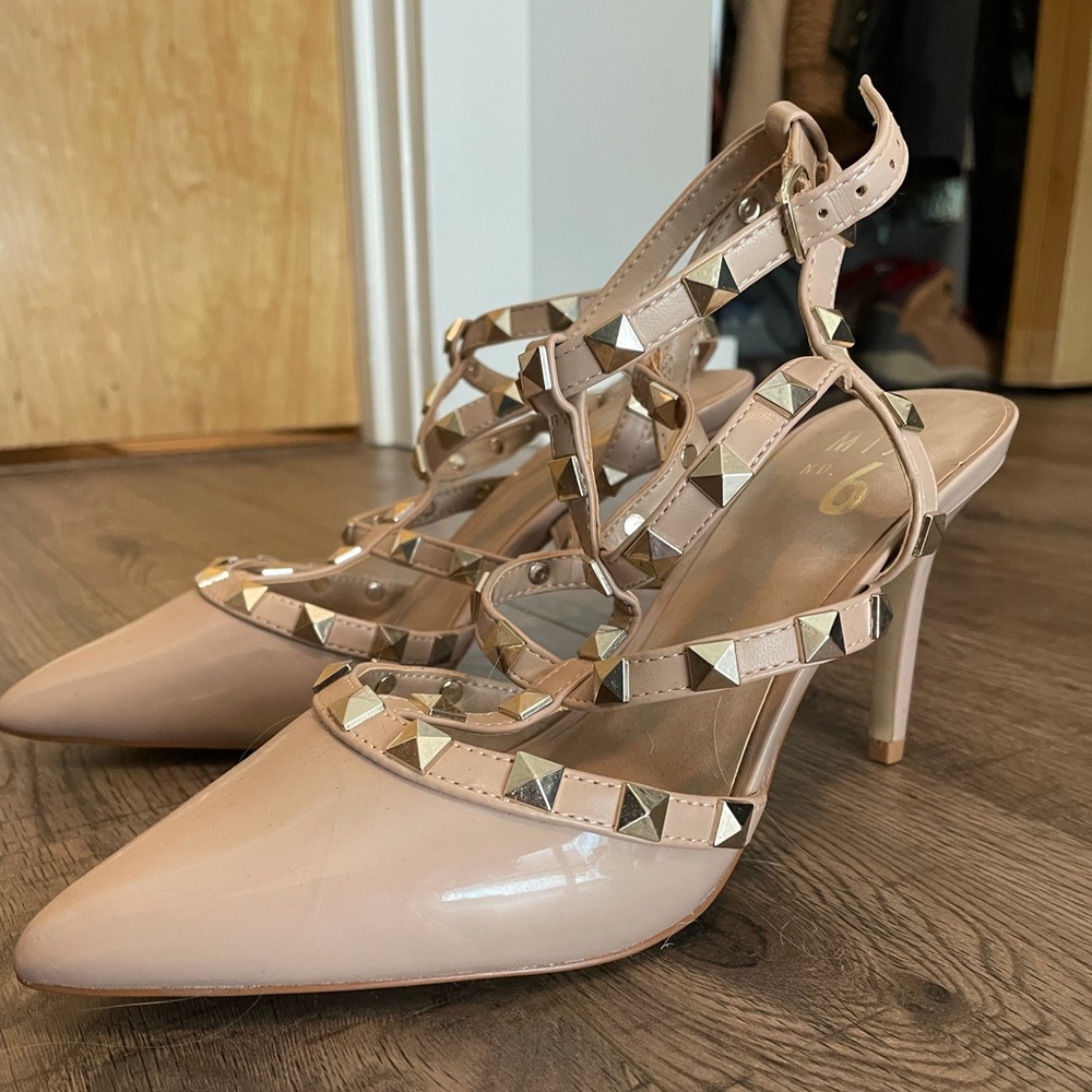 Mix No. 6 Studded Nude Heels | Size 7
